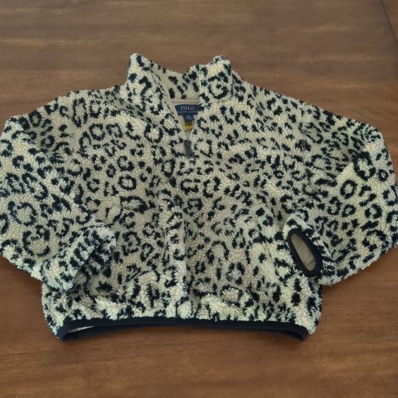 Polo Ralph LaurenGirls' Leopard Print Faux Sherpa Pullover Kids size 7 (small)